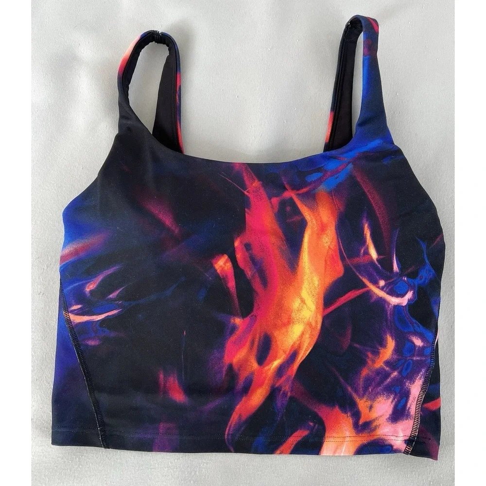 Old Navy Women Light Support PowerSoft Longline Sports Bra Swirl‎ Size Medium